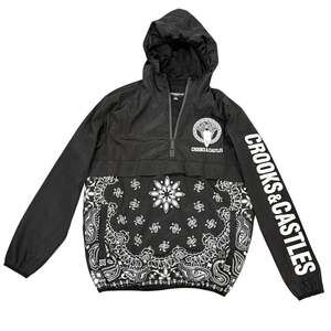 Crooks & Castles Bandana Print Half-Zip Hooded Windbreaker Sz Small